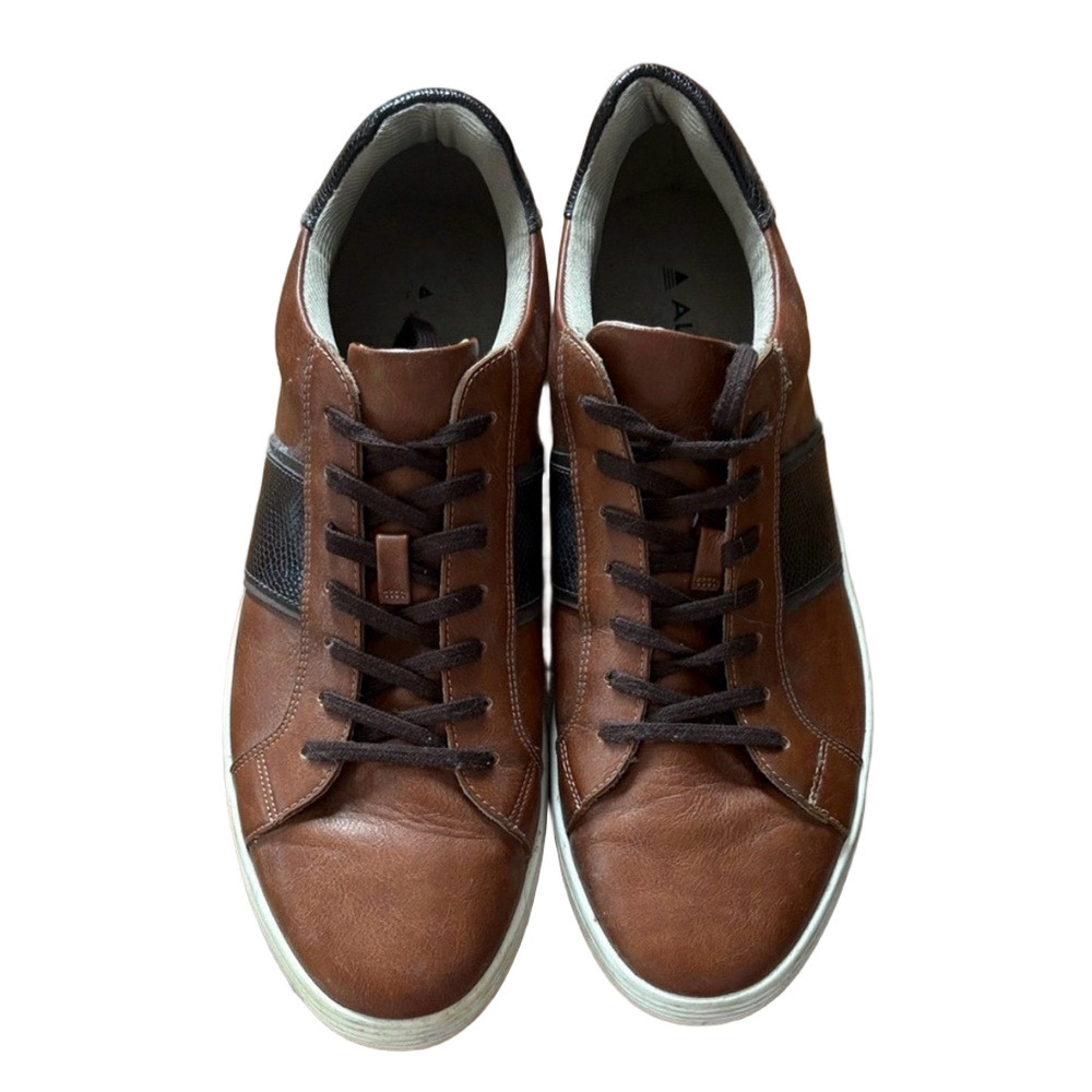 Men's Brown Leather Casual Sneakers - Classic Lace-Up